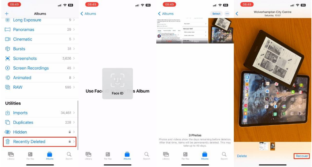 柏乡苹果14维修分享 iPhone14 上恢复已删除的照片 