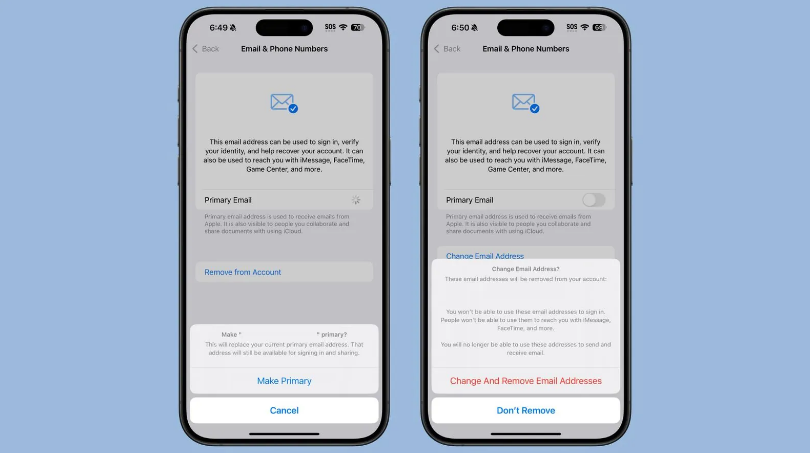 柏乡苹果手机维修分享苹果 iOS 18.1 支持设置“主要”邮箱地址并更改 iCloud 邮箱 